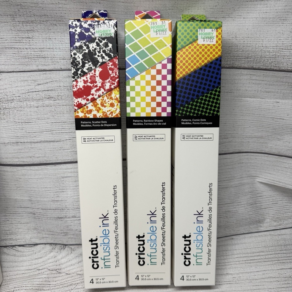 3 Packs Cricut Infusible Ink Transfer Sheets Multi Color Patterns 12"x12"